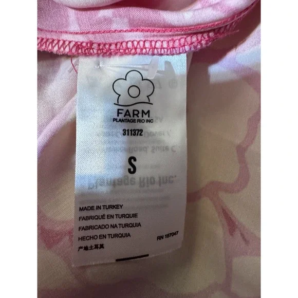 FARM‎ Rio Pink Floral Beaded Sleeve Button Front Midi Dress Womens S - Picture 7 of 9